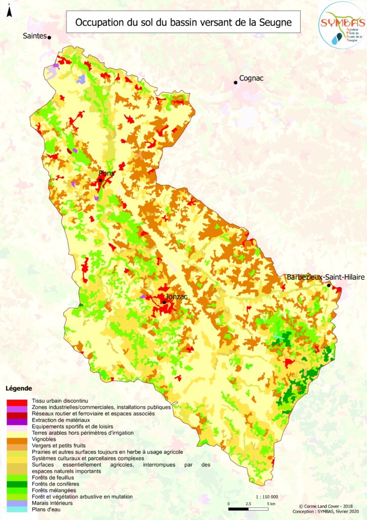 Occupation du sol du bassin versant de la Seugne © SYMBAS